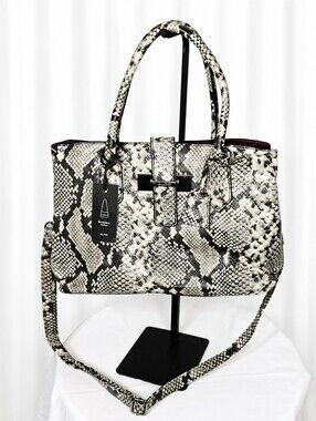👜 Snake Print Satchel Crossbody Tote Faux Leather Convertible Handbag NWT